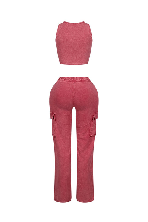 Money Dep Mineral Washed Top & Pants SET